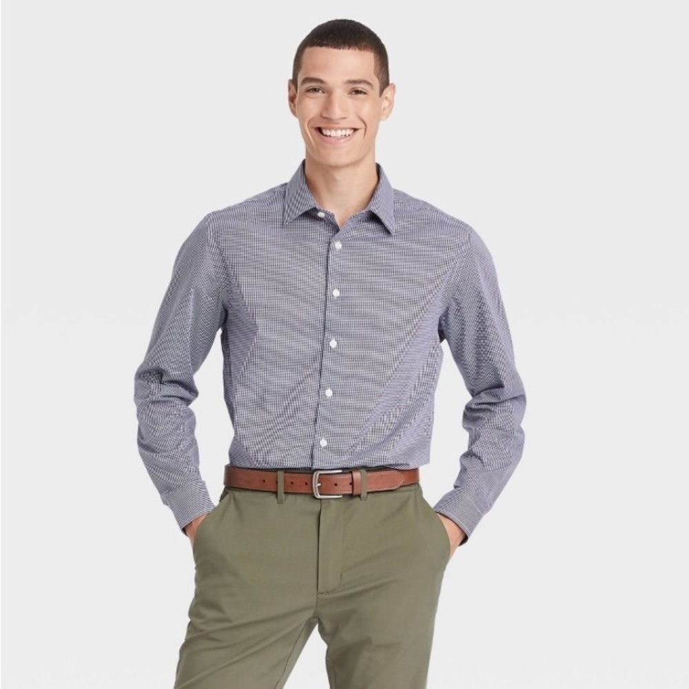 Goodfellow & co navy & white check button down new